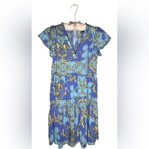 ANTHROPOLOGIE PENROSE TIERED TUNIC DRESS ROPE PRINT SIZE SMALL